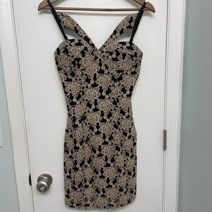 Lace Cocktail Dress Black and Tan by Cocos Fortune size 4